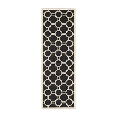 Safavieh Courtyard Collection Shag Geometric Indoor/Outdoor Runner Rug