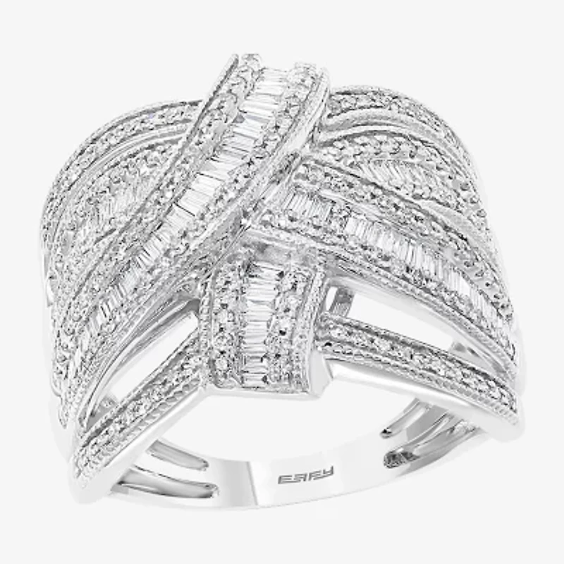 Effy  Womens 7/8 CT. T.W. Natural Diamond 14K White Gold Crossover Band