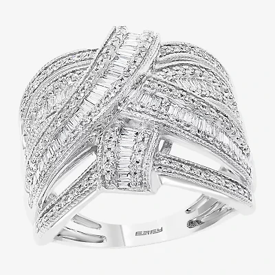 Effy  Womens 7/8 CT. T.W. Natural Diamond 14K White Gold Crossover Band