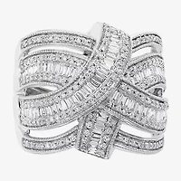 Effy  Womens 7/8 CT. T.W. Natural Diamond 14K White Gold Crossover Band