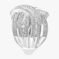 Effy  Womens 7/8 CT. T.W. Natural Diamond 14K White Gold Crossover Band