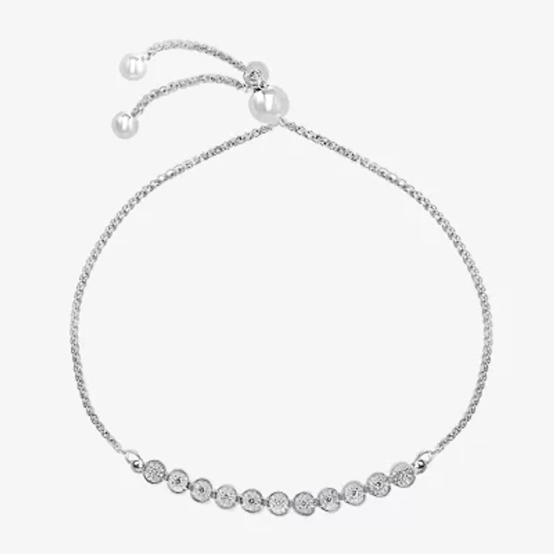Effy  Womens 1/10 CT. T.W. Natural Diamond Sterling Silver Bolo Bracelet