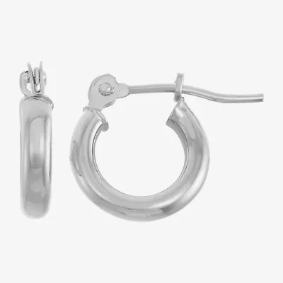 Womens 10K White Gold 10mm Hoop Earrings