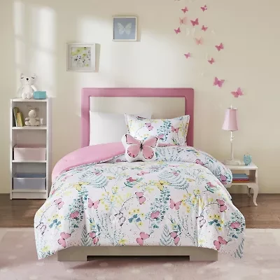 Intelligent Design Kids Caroline Butterfly Comforter Set with Sham and Decorative Pillow