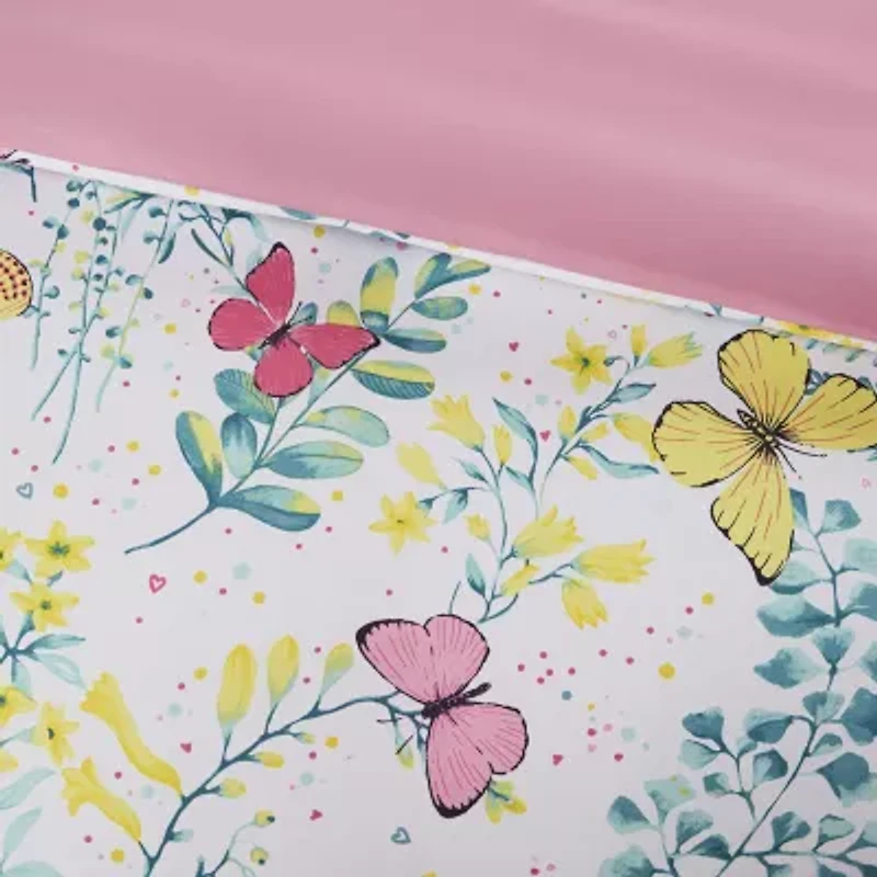 Intelligent Design Kids Caroline Butterfly Comforter Set with Sham and Decorative Pillow