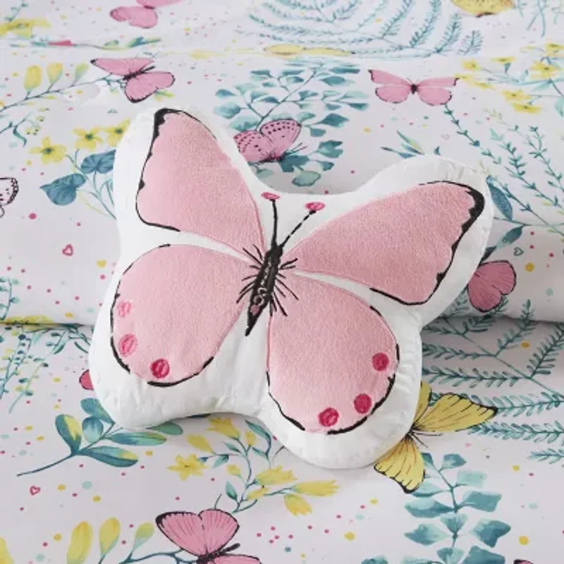 Intelligent Design Kids Caroline Butterfly Comforter Set with Sham and Decorative Pillow