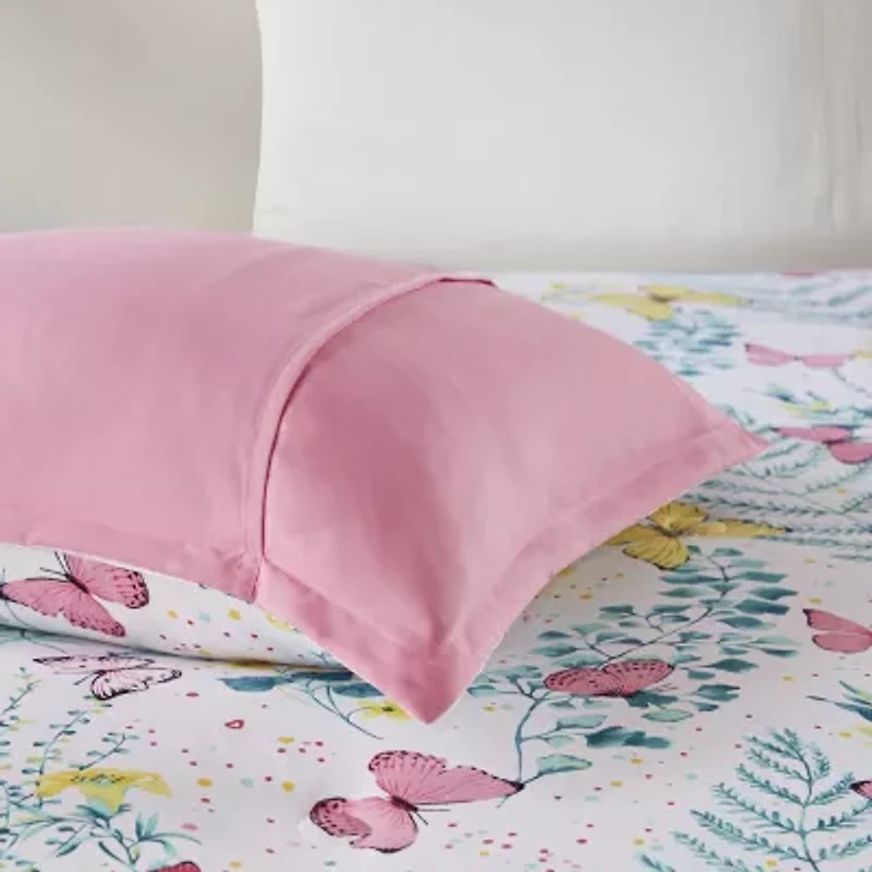 Intelligent Design Kids Caroline Butterfly Comforter Set with Sham and Decorative Pillow