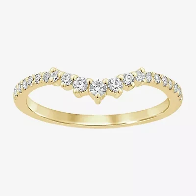 1/4 CT.T.W. Natural Diamond 10K or 14K White Gold Chevron Wedding Band