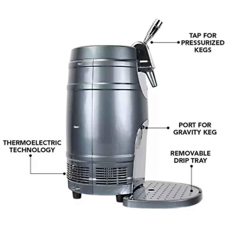 5L Mini Beer Keg Cooler with Gravity and Pressurized Taps