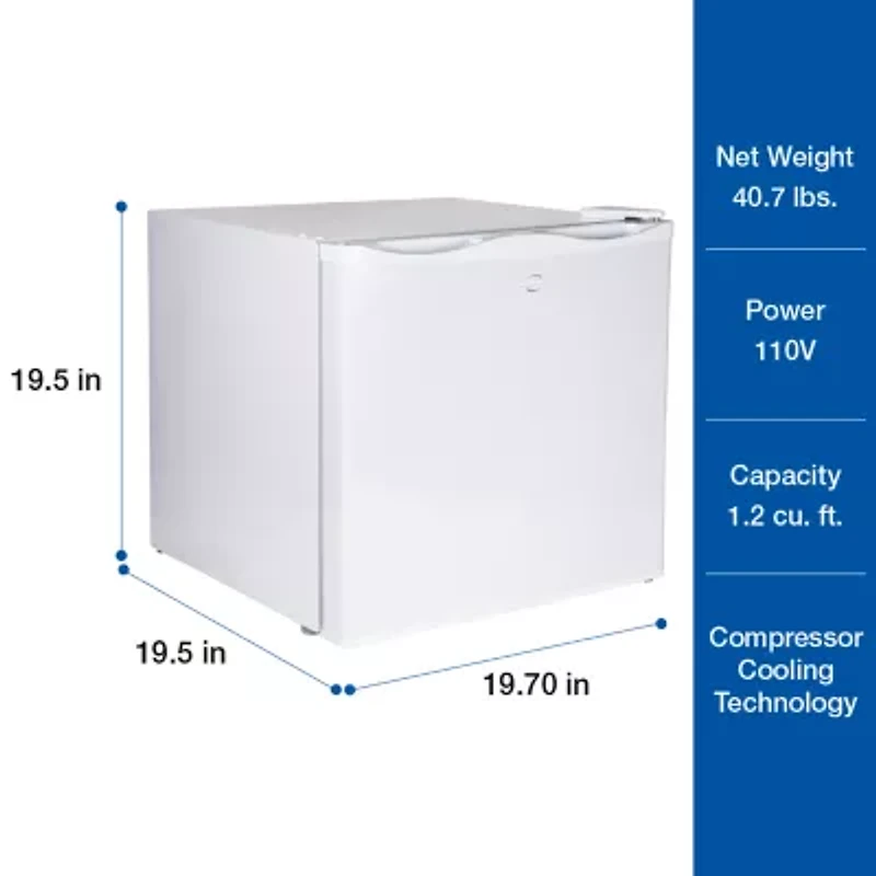 Koolatron Mini Upright Freezer- 1.2 cu ft (34L)- White- Flat Back