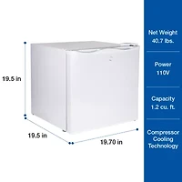 Koolatron Mini Upright Freezer- 1.2 cu ft (34L)- White- Flat Back