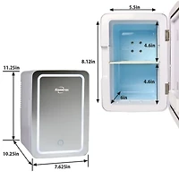 Cosmetic Fridge with LED Lighted Makeup Mirror- 6L Portable AC/DC