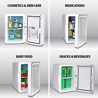 Cosmetic Fridge with LED Lighted Makeup Mirror- 6L Portable AC/DC