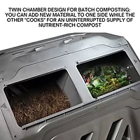 Koolscapes Dual Chamber Tumbling Composter 42 Gal (160L)- Black