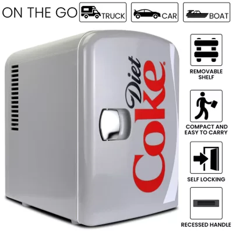 Coca-Cola Diet Coke 4L Portable Cooler/Warmer 12V AC/DC Mini Fridge