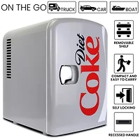 Coca-Cola Diet Coke 4L Portable Cooler/Warmer 12V AC/DC Mini Fridge