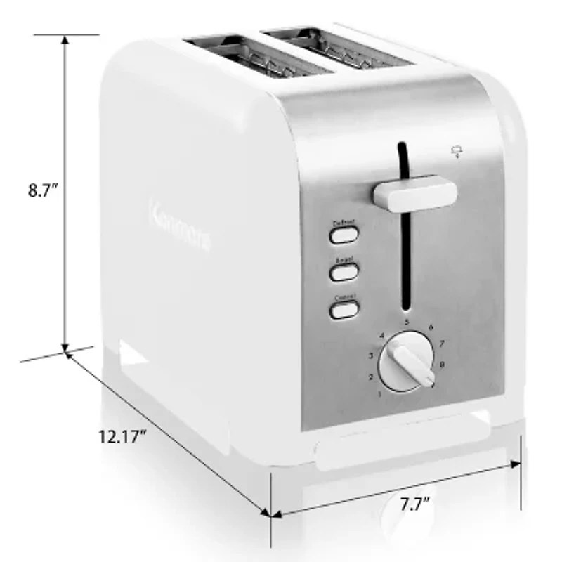 Kenmore 2-Slice Stainless Steel Toaster- Wide Slot- Bagel/Defrost
