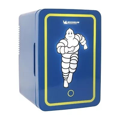 Michelin Portable 6 Can 12V Mini Fridge with LED Door Light, 6L (6.3 qt) AC/DC Cooler, Blue