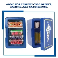 Michelin Portable 6 Can 12V Mini Fridge with LED Door Light, 6L (6.3 qt) AC/DC Cooler, Blue