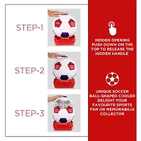 Coca-Cola Soccer Ball Mini Fridge- 5 Can Beverage Cooler White Red Black