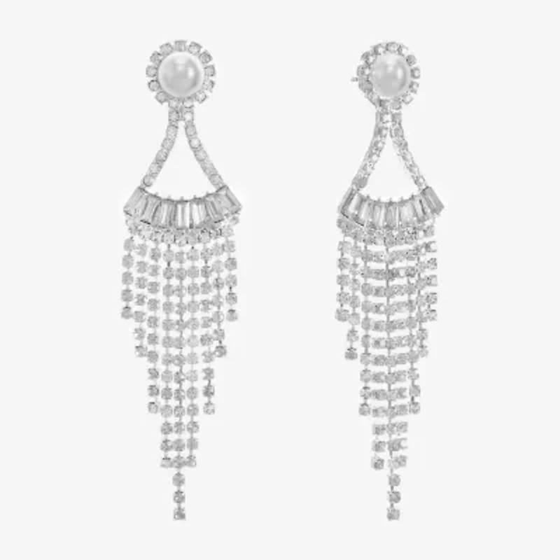 Monet Jewelry Timeless Tassel Womens Simulated Pearl Chandelier Earrings