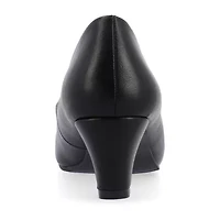 Journee Collection Luu Womens Round Closed Toe Block Heel Pumps