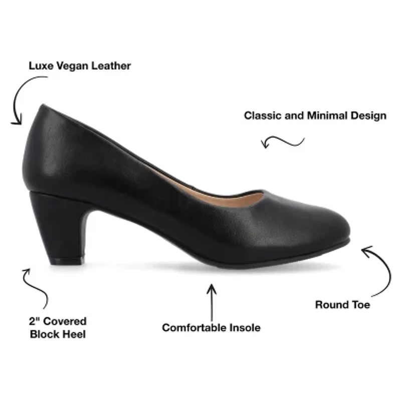 Journee Collection Luu Womens Round Closed Toe Block Heel Pumps