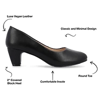 Journee Collection Luu Womens Round Closed Toe Block Heel Pumps