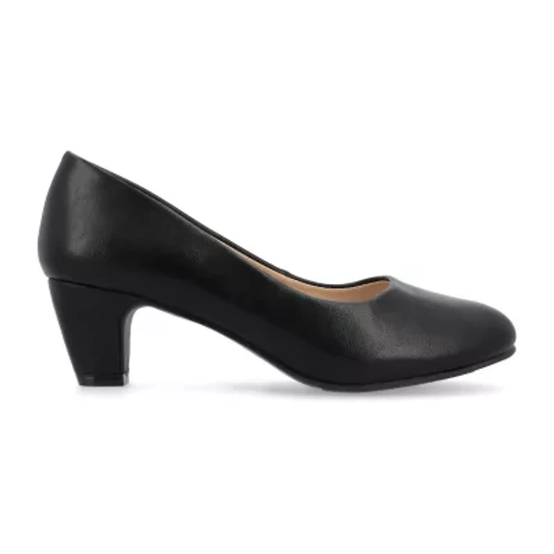 Journee Collection Luu Womens Round Closed Toe Block Heel Pumps