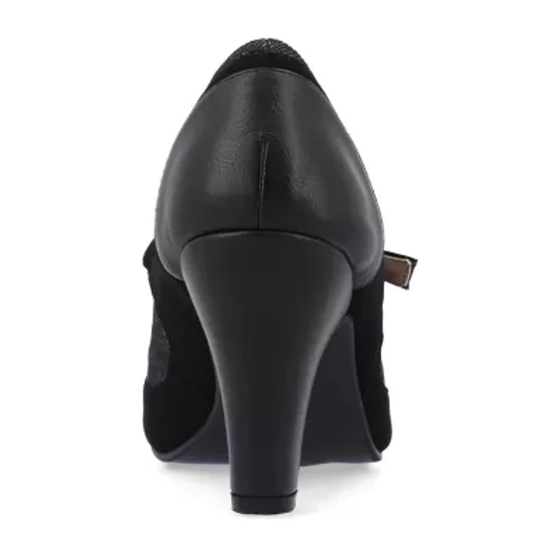 Journee Collection Siri Womens Round Closed Toe Cone Heel Pumps