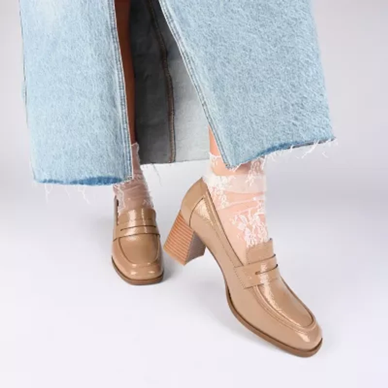 Journee Collection Malleah Womens Square Closed Toe Stacked Heel Pumps
