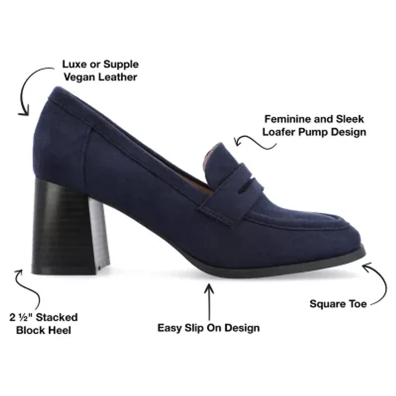 Journee Collection Malleah Womens Square Closed Toe Stacked Heel Pumps