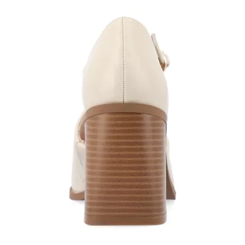 Journee Collection Bobby Womens Square Closed Toe Stacked Heel Pumps