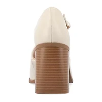 Journee Collection Bobby Womens Square Closed Toe Stacked Heel Pumps