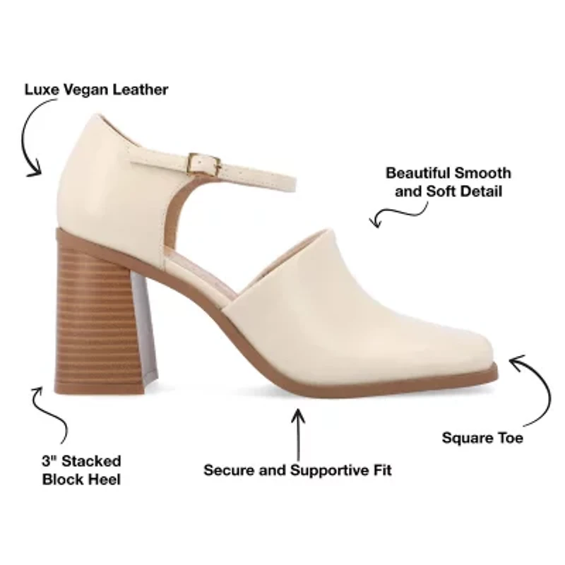 Journee Collection Bobby Womens Square Closed Toe Stacked Heel Pumps