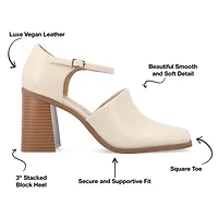 Journee Collection Bobby Womens Square Closed Toe Stacked Heel Pumps