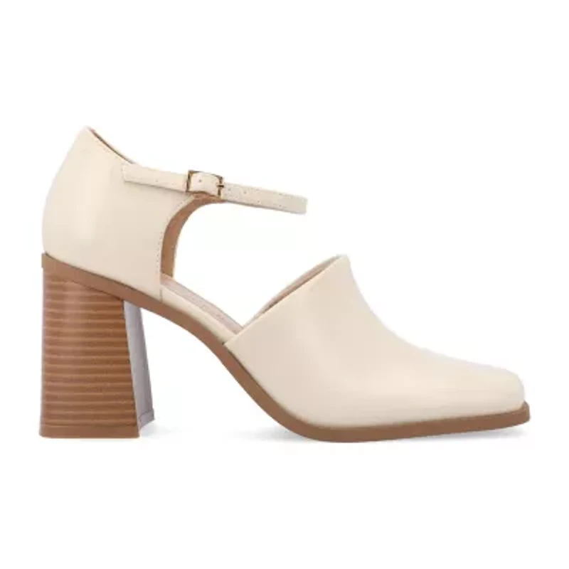 Journee Collection Bobby Womens Square Closed Toe Stacked Heel Pumps