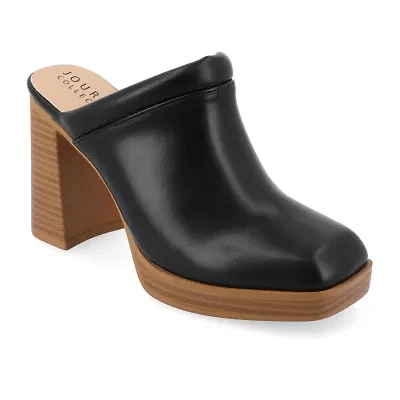 Journee Collection Izara Womens Square Closed Toe Stacked Heel Pumps