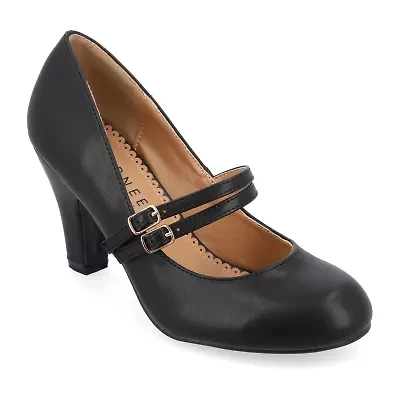 Journee Collection Windy Womens Round Closed Toe Cone Heel Pumps