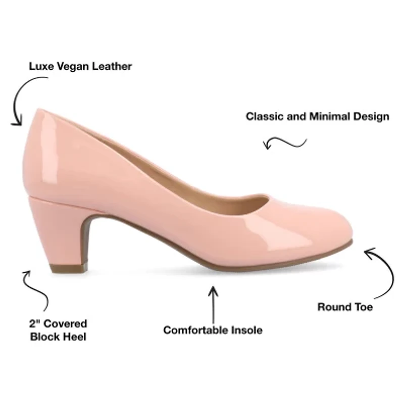 Journee Collection Luu Womens Round Closed Toe Block Heel Pumps