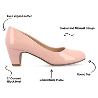 Journee Collection Luu Womens Round Closed Toe Block Heel Pumps