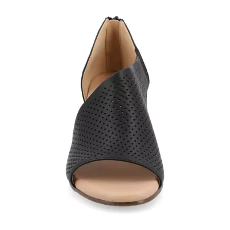 Journee Collection Aretha Womens Round Peep Toe Wedge Heel Pumps