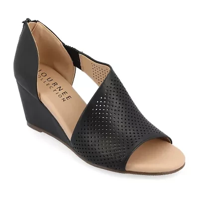 Journee Collection Aretha Womens Round Peep Toe Wedge Heel Pumps