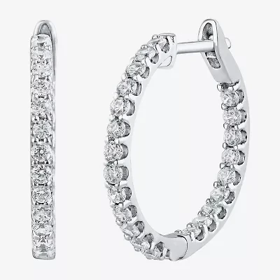 1 CT. T.W. Genuine White Diamond 14K White or Yellow Gold 20.3mm Hoop Earrings