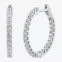 1 CT. T.W. Genuine White Diamond 14K White or Yellow Gold 20.3mm Hoop Earrings