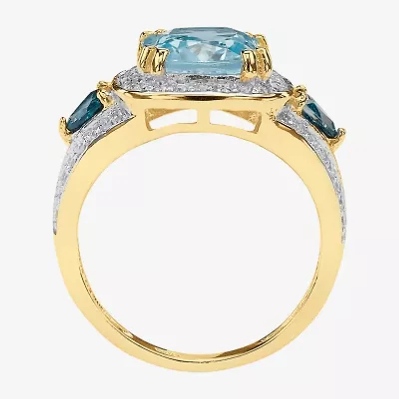 Womens Genuine Blue Topaz Cocktail Ring