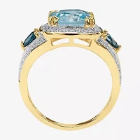 Womens Genuine Blue Topaz Cocktail Ring
