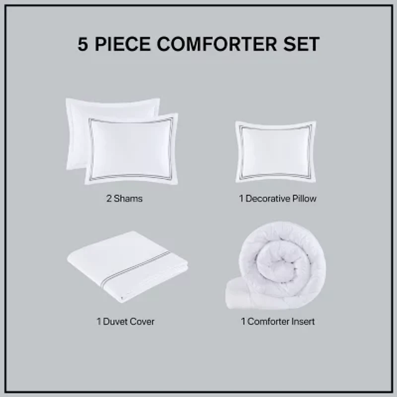 Madison Park Signature 500tc Cotton 5-pc. Midweight Embroidered Comforter Set