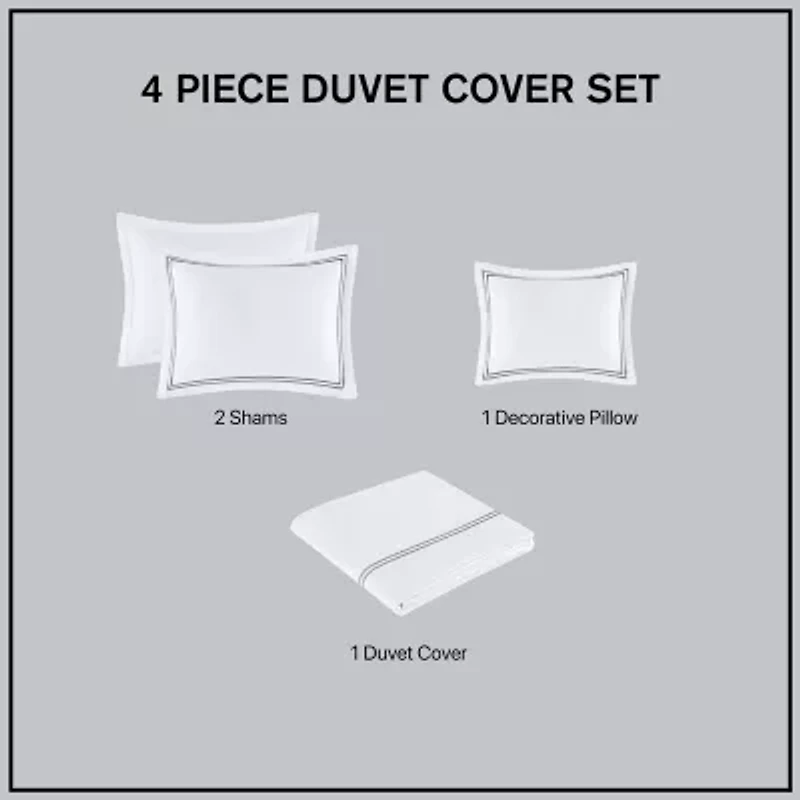 Madison Park Signature 500tc Cotton 4-pc. Embroidered Duvet Cover Set