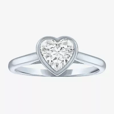Diamond Addiction (G-H / Si2-I1) Womens 1 CT. T.W. Lab Grown White 14K Gold Heart Solitaire Cocktail Ring